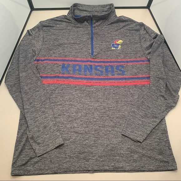 Mens Colosseum University of Kansas JAYHAWKS 1/4 zip Shirt/Pullover XL - Picture 3 of 8